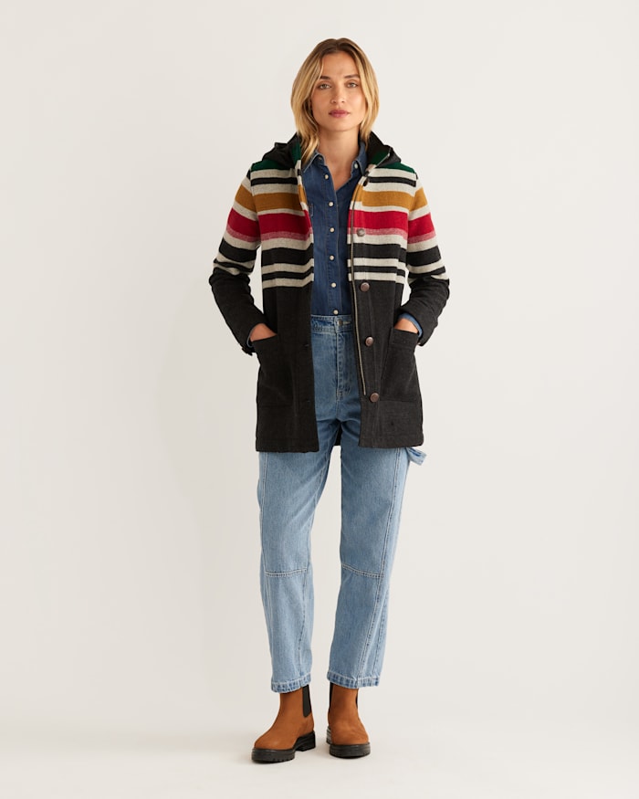 WOMEN'S CAMP STRIPE WOOL QUILTED PARKA